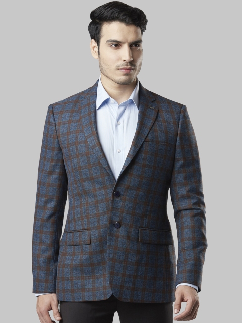 

Raymond Men Blue Checked Regular-Fit Single-Breasted Blazer