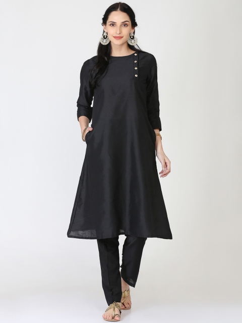 

Abhishti Women Black Solid A-Line Kurta