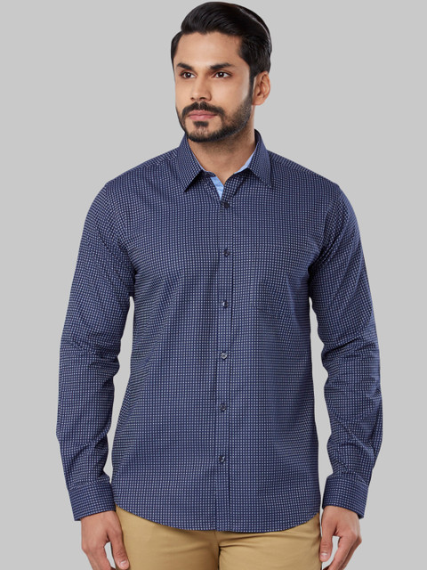 

Next Look Men Blue Slim Fit Self Design Casual Shirt