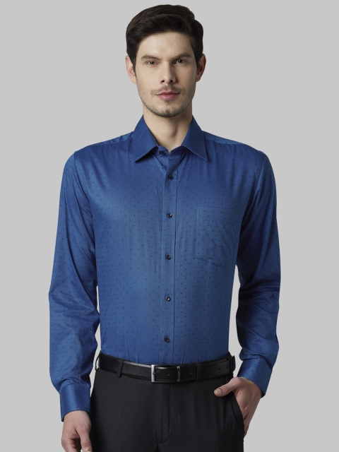 

Park Avenue Men Blue Regular Fit Self Design Formal Shirt
