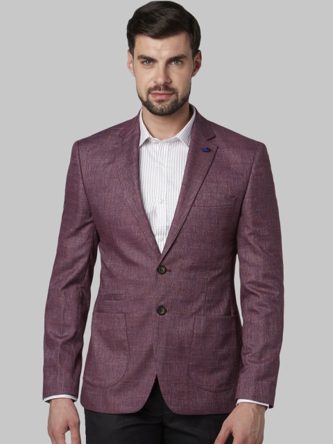 

Park Avenue Men Purple Self Design Super Slim-Fit Single-Breasted Blazer