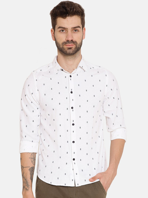 

IVOC Men White Regular Fit Printed Formal Shirt