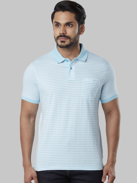 

Next Look Men Blue Striped Polo Collar T-shirt