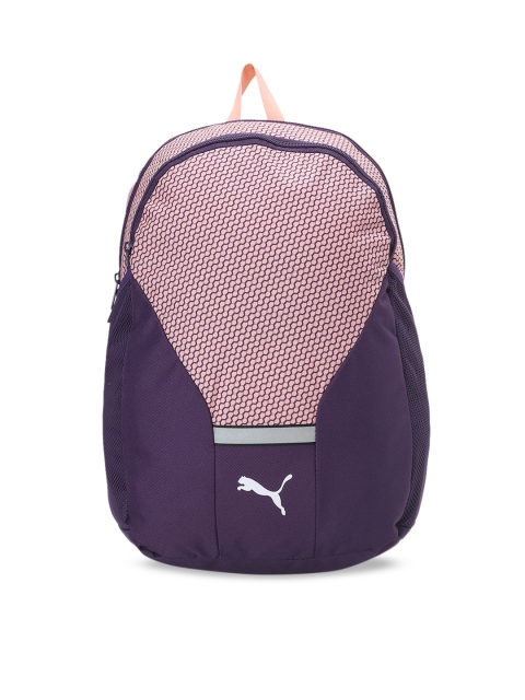 

Puma Unisex Peach-Coloured & Purple Graphic Backpack