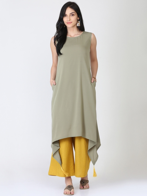 

Abhishti Women Green Solid Asymmetric A-Line Kurta