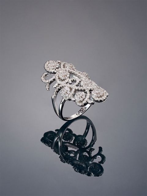 

shaze Women Silver-Plated CZ-Studded Finger Ring