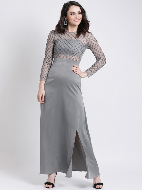 

Kazo Women Grey Maxi Dress