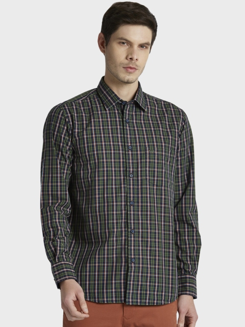 

ColorPlus Men Green Tailored Fit Checked Casual Shirt