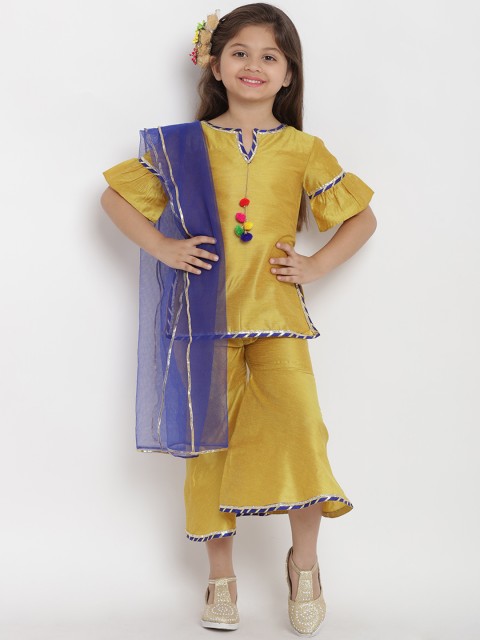 

Bitiya by Bhama Girls Mustard Embellished Top with Palazzos