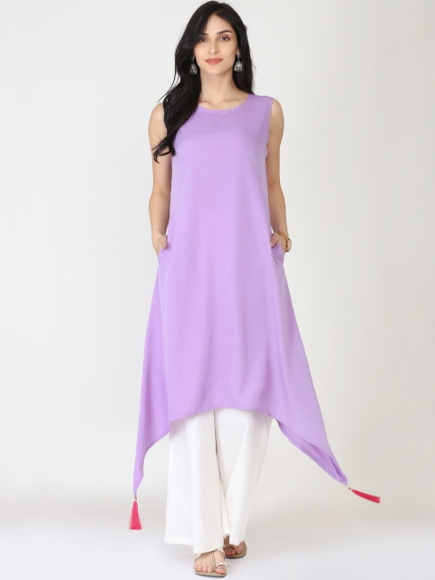 

Abhishti Women Lavender Solid Asymmetric A-Line Kurta