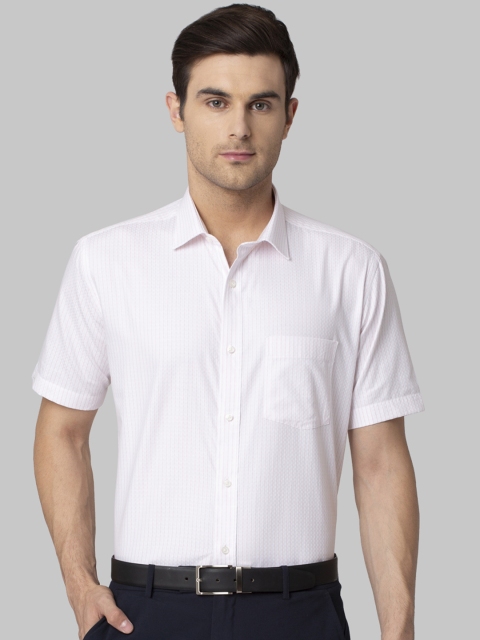 

Park Avenue Men White & Pink Regular Fit Striped Formal Shirt