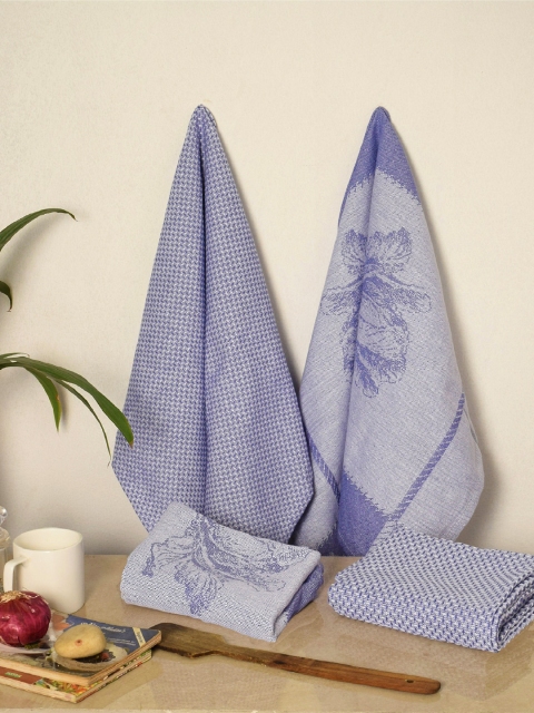 

Avira Home Set of 4 Purple Printed Kitchen Towels