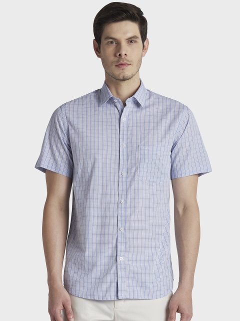 

ColorPlus Men Blue Tailored Fit Checked Casual Shirt