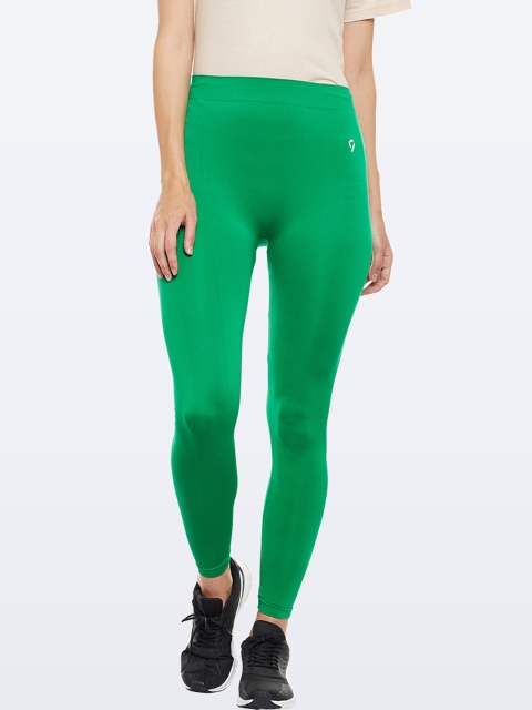 

C9 AIRWEAR Women Green Solid Ankle-Length Tights
