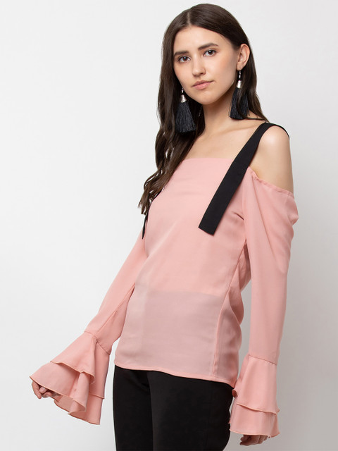 

DODO & MOA Women Peach-Coloured Solid Top