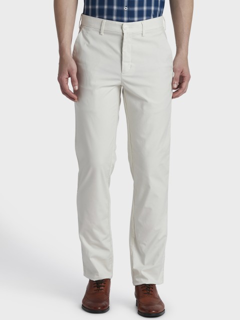 

ColorPlus Men White Regular Fit Solid Regular Trousers