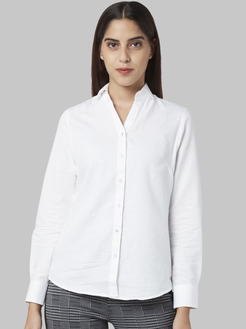

Park Avenue Women White Regular Fit Solid Casual Shirt