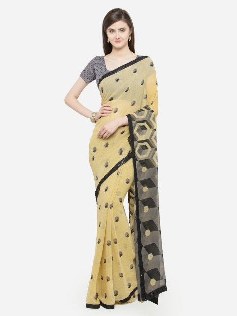 

Shaily Beige Printed Pure Georgette Saree