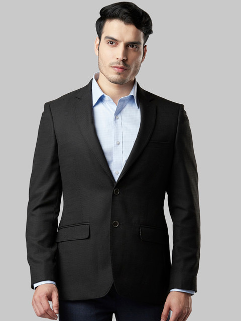 

Raymond Men Black Self Design Regular-Fit Single-Breasted Blazer