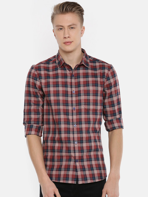 

Chennis Men Brown & Black Slim Fit Checked Casual Shirt