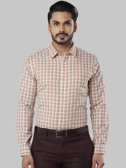 

Next Look Men Red & Beige Regular Fit Checked Formal Shirt
