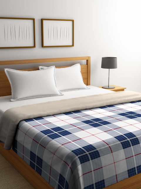 

Portico New York Blue & White Checked AC Room 120 GSM Double Bed Comforter