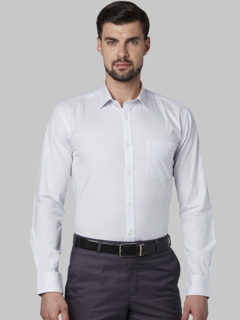 

Park Avenue Men Blue & White Slim Fit Striped Formal Shirt