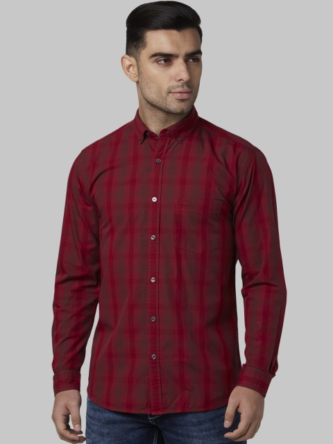 

Park Avenue Men Red & Brown Slim Fit Checked Casual Shirt