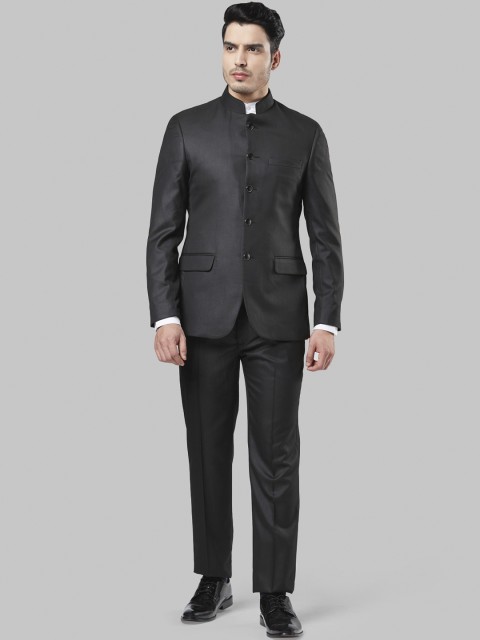 

Raymond Men Charcoal Grey Solid Regular-Fit Bandhgala Suit