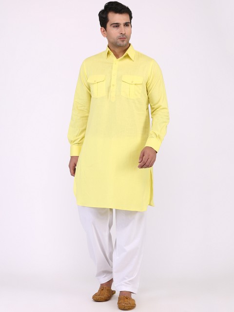 

TAG 7 Men Yellow Solid Kurta with Salwar