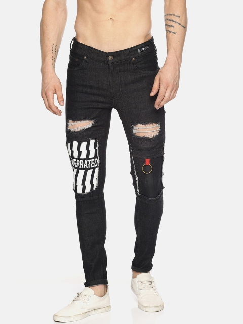

KULTPRIT Men Black Skinny Fit Mid-Rise Mildly Distressed Stretchable Jeans