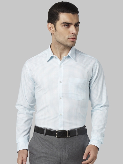 

Park Avenue Men White & Blue Slim Fit Checked Formal Shirt