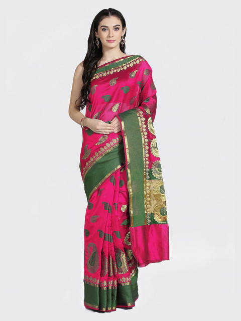 

Chhabra 555 Pink & Magenta Art Silk Woven Design Chanderi Saree
