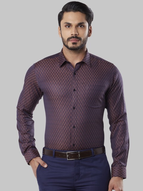 

Next Look Men Blue & Pink Slim Fit Printed Formal Shirt
