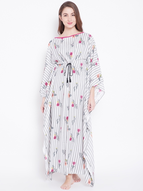 

The Kaftan Company White & Grey Printed Nightdress LW_VS_OPHELIA25