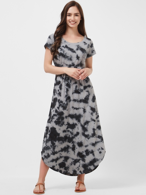 

Mystere Paris Women Grey & Black Empire Dress