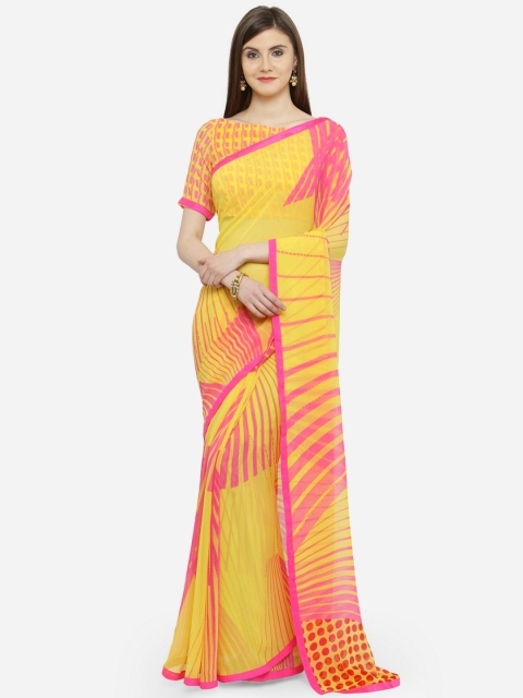 

Shaily Yellow Printed Pure Georgette Saree