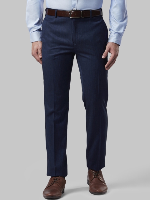 

Next Look Men Blue Regular Fit Self Design Formal Trousers