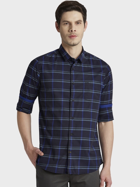 

ColorPlus Men Navy Blue Regular Fit Checked Casual Shirt