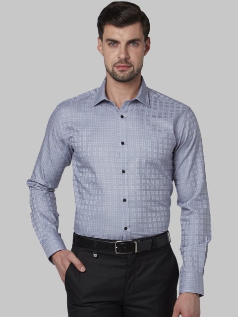

Park Avenue Men Grey Slim Fit Checked Formal Shirt