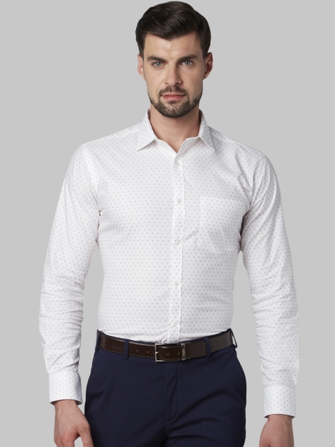 Park Avenue Men White Slim Fit Printed Formal Shirt