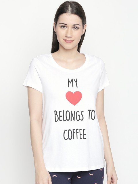 

Dreamz by Pantaloons Women Off-White Printed Lounge T-shirt 205000005942086
