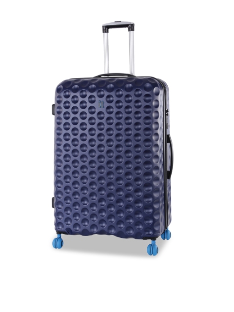

IT Luggage Blue Textured Bubble Spin Large Trolley Suitcase