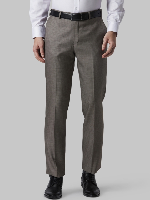 

Park Avenue Men Brown Regular Fit Self Design Formal Trousers