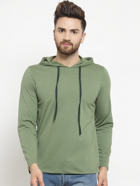 

Kalt Men Green Solid Hooded Sweatshirt