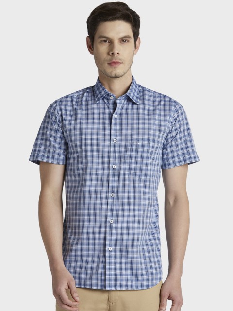 

ColorPlus Men Blue Tailored Fit Checked Casual Shirt