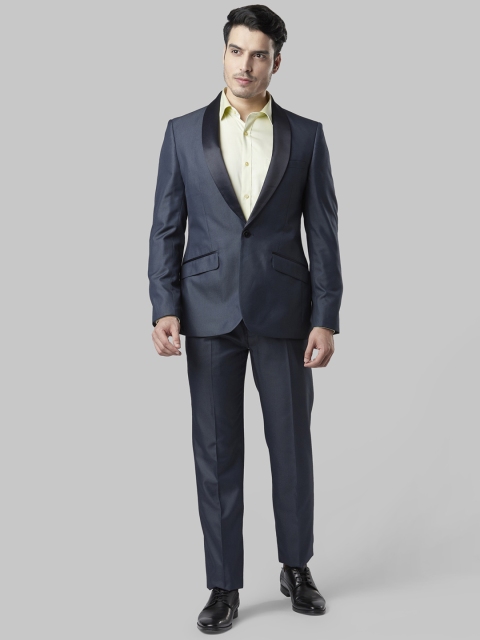 Raymond Men Blue Solid Regular-Fit Tuxedo Suit