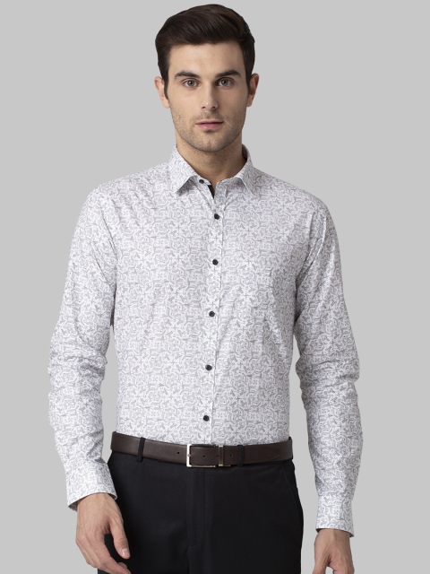 

Park Avenue Men White & Grey Slim Fit Printed Formal Shirt