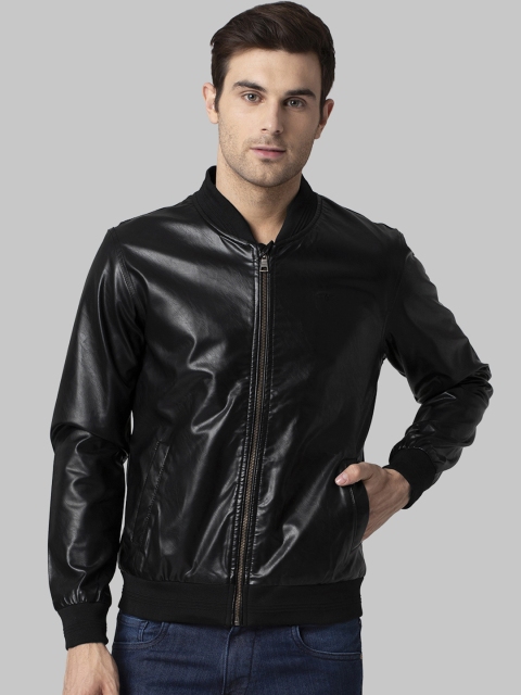 

Park Avenue Men Black Solid Biker Jacket