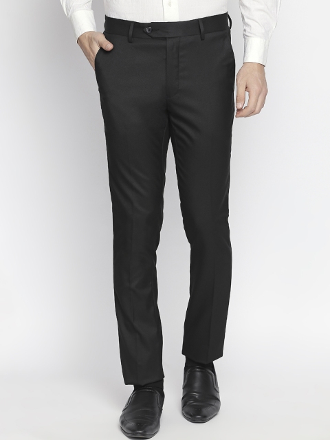 

RICHARD PARKER by Pantaloons Men Black Slim Fit Solid Formal Trousers